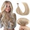 Yuniffe U Tip Real Human Hair Extensions - Hot Fusion Remy Straight Nail Tip Keratin - Ombre Ash Blonde to Bleach Blonde - 22 inch - 50g/50s