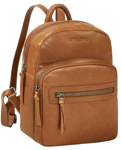 STILORD 'Alba' Kleiner Leder Rucksack Damen Vintage Daypack City Rucksack | Mini Echtleder Rucksack für Shopping, Reisen, Büro & Uni, Farbe:tropica - braun