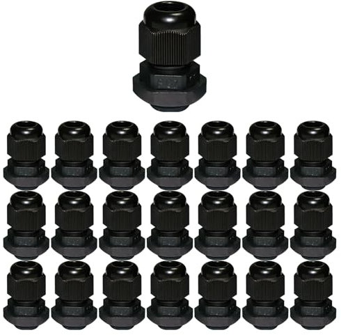 22 Pcs Adjustable Cable Glands, IP68 Waterproof Adjustable Cable Connectors PG7 Plastic Nylon Cable Connectors Gland Joints Locknut Stuffing Glands Black