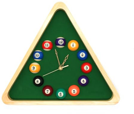 Billard Zubehör Dekor Billard-Uhr, Dreieck, Natur, 39x35x5 cm