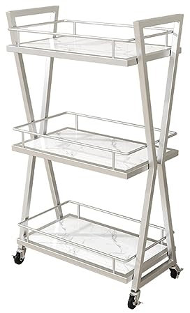 Salon Beauty Trolley mit Rollen für Make-up und Spa Nization Metall Rollwagen (Silber)
