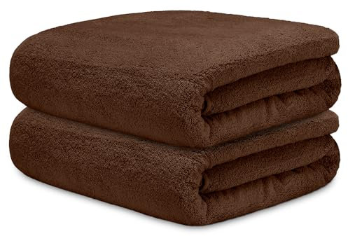 DECASATEXTIL Juego 2 Toallas Baño Grandes 70x140cm Algodón 450g/m² – Suaves y Absorbentes – Toallas de Ducha para Hogar, Gimnasio o Hotel (Marron)