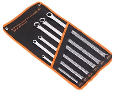 FROOBY Long Ring Spanner Set 6pc | Double Ended Aviation Wrench Set | Metric Sizes 8mm–21mm | Chrome Vanadium Steel | Dual End Fully Polished Spanners with Handy Storage Bag | Mechanic & Workshop Tool