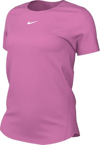 Nike One Classic DF SS WT T-Shirt, Rose/Blanc, L Femmes