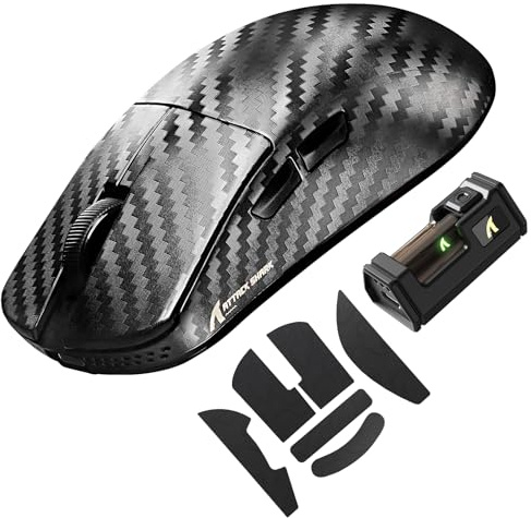 ATTACK SHARK R11 ULTRA Mouse Gaming Wireless 8000Hz in Fibra di Carbonio, 49g SUPERLIGHT, 42000 DPI, 20000 FPS, Nordic 52840, PAW3950MAX, Copristrato Ice-Feel, BT/2.4G/Cabalto, PC/Mac, Nero Weave