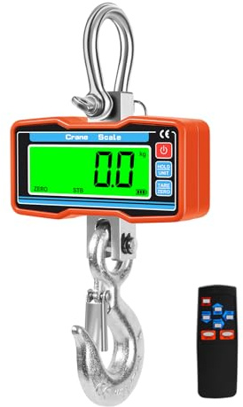Kranwaage 2000kg/4400lbs, Crane Scale Digital, Heavy Duty Industrielle Hängewaage, 2T Hochpräzise Elektronische Hängende Waage mit Großem LCD Bildschirm und Fernbedienung für Bauernhof, Fabrik,Bau(OR)