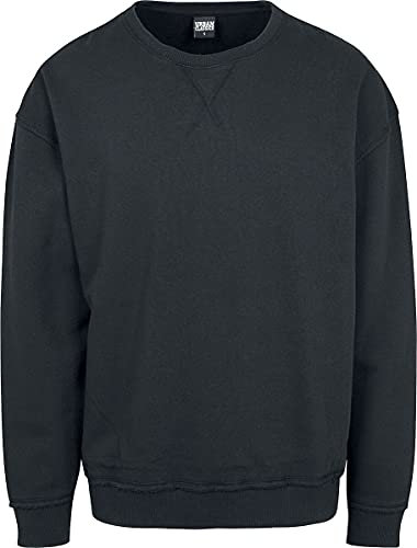 Urban Classics Herren Pullover Oversized Sweatshirt Open Edge Crewneck Pulli,, Farbe black, Größe S