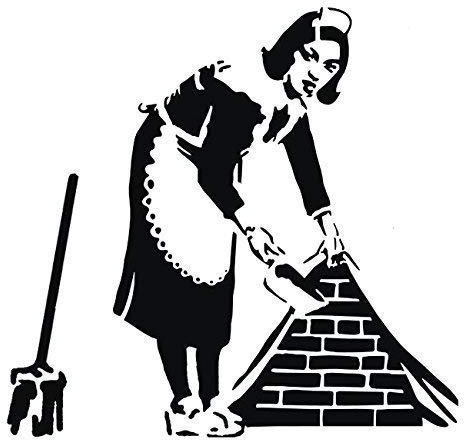 Banksy Schablone - Fegen Maid/Wiederverwendbar Wohndeko & Kunst Handwerk Malerei Schablone - semi-transparent Schablone, XXL/ 77X86CM