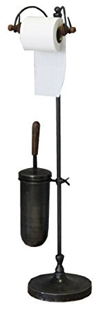 Keyhomestore Porta SCOPINO con Porta Rotolo per Bagno Nero