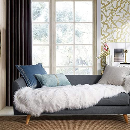 Ashler Kunstfell-Teppich, Flauschiger Schaffell-Teppich, flauschig, ultraweich, 6 x 1,8 m, maschinenwaschbar, für Bett, Wohnzimmer, Kinderzimmer