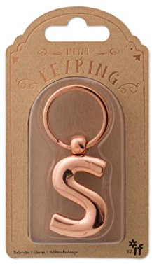IF Metal Letter Keyring Personalised Alphabet Letters - Rose Gold - S