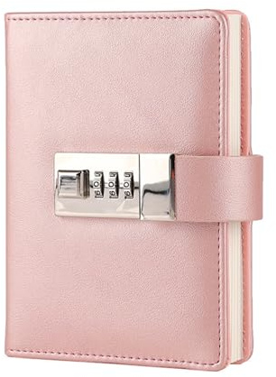 A7 Notebook with Combination Lock Password Lock Leather Notepad Secret Diary Journal 96 Sheets