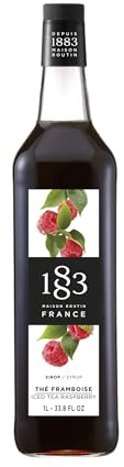 1883 Maison Routin Premium Iced Tea Raspberry Syrup, 1 Litre Glass Bottle | Flavoured Syrup, For Coffee, Tea, Cocktails, Iced Drinks & Desserts, Made with Pure Cane Sugar, No Artificial Colours, Vegan
