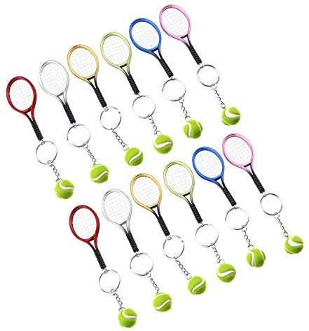 OTOTEC Lot de 12 Porte-clés de Tennis 6 Couleurs Assorties