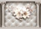 wandmotiv24 Fototapete 3D Effekt Säulen Blüten Diamanten, XL 350 x 245 cm - 7 Teile, Wanddeko, Wandbild, Wandtapete, Abstrakt Raumerweiterung M6100