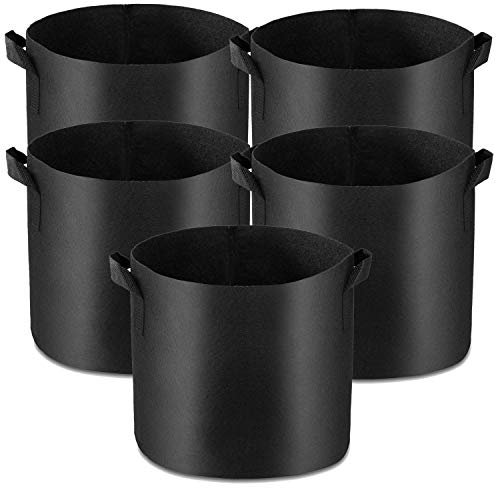 Garden4Ever 5-Pack 20 Gallon Grow Bags Heavy Duty Container Thickened Nonwoven Fabric Plant Pots with Handles Black