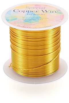 Craftdady 20 Gauge Tarnish Resistant Gold Copper Jewelry Wire 26FT x 0.8mm Bendable Craft Wires Long-Lasting Plated for Sculpting Armature Jewellery Making