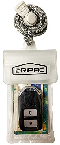 DRIPAC KP01 schwimmende wasserdichte Autoschlüssel-Hülle, wasserdichte Geldbörse, wasserdichte Halterung/Taschen für Ohrstöpsel, Ausweis, Kreditkarte, Geld, Münzen, Schlüssel, Führerschein (weiß)