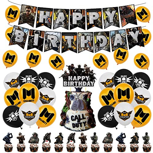 Deko Geburtstag Call of Duty Geburtstag Luftballons Party Deko Call of Duty Geburtstagsdeko Girlande Kuchendeckel