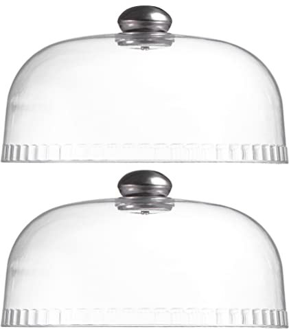 Kuchenglocke Tortenplatte Kuchenständer Glasglocke Fliegenhaube: 2 Stücke Kunststoff Tortenglocke Torten Glashaube Kuchen Haube Tortenhaube Lebensmittel Abdeckung für Rose Patisserie Cover
