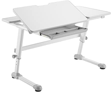 Ergo Office ER-435 Ergonomischer Kinderschreibtisch mit Höhenverstellung und Neigungsverstellung Kinder-Schultisch bis 75kg Schublade, Grau