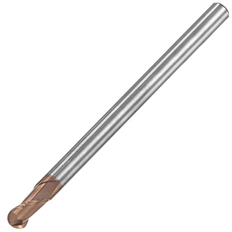 sourcing map Kugelkopffräser 2mm Spitzenradius Vollhartmetall AlTiSin beschichtet CNC Fräser 2 Nuten Spiralfräser HRC55 mit 4mm Schaft 100mm (4 Zoll) Länge