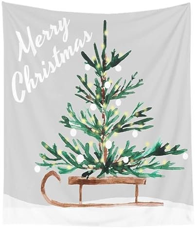 EHOMERY Tapisserie Wandteppich Wanddekoration Dachschräge Bunt Weihnachten Weihnachtsbaum Schnee Natur XXL Wanddekoration Küche Wandbehang Wandschmuck Groß Wohnzimmer 150X200Cm
