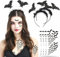 HOWAF 2 Fledermaus Haarreifen Halloween Kostüm, Halloween Fledermaus Haarband mit Glitzereffekt 4 Halloween Temporäre Tattoos Fledermaus Tattoos für Halloween Haarschmuck Karneval Maskerade Accessoire