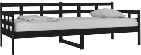 vidaXL Tagesbett Gästebett Sofabett Sofa Einzelbett Bett Bettsofa Bettgestell Bettrahmen Holzbett Schlafsofa Schwarz Massivholz Kiefer 80x200cm