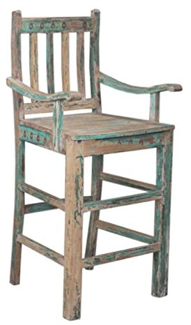 GURU SHOP Vintage Barhocker, Stuhl - Modell 5, Türkis, 122x55x51 cm, Sitzmöbel
