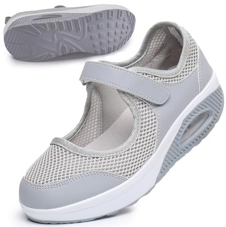 Women's Comfortable Working Nurse Shoes Non-Slip Adjustable Breathable Walking Buffer Fitness Casual Nursing Orthotic Lightweight Shoes Aa-Gray UK/8