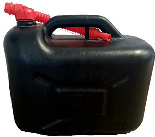 Kanister 20L -K&B Vertrieb- Kunststoff Reservekanister Benzinkanister Dieselkanister ÖlKanister Kraftstoffkanister inkl. Ausgießrohr UN-Zulassung 1003, schwarz