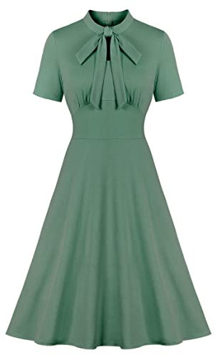 Wellwits Robe de cocktail vintage des années 1940 pour femme, vert clair, 48