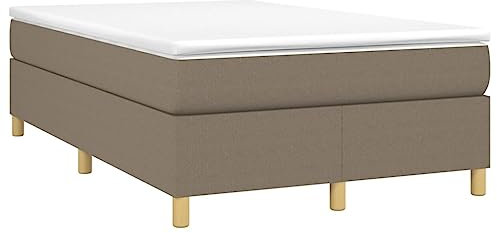 vidaXL Bettgestell, Polsterbett Bett für Schlafzimmer, Bettrahmen mit Lattenrost, Schlafzimmerbett Doppelbett, Taupe 120x200cm Stoff