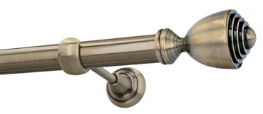 HDTL Gardinenstange Vorhangstange 25mm 1-läufig Wandmontage Messing Antik 400 cm Aura