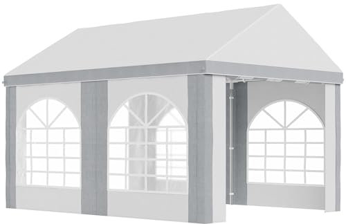 Outsunny Tonnelle Barnum Tente de réception 4 x 3 m Protection UV avec 2 parois latéraux Amovibles 2 Portes et 4 fenêtres Acier