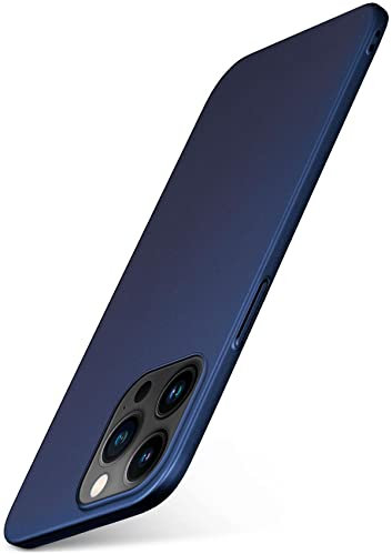 moex Alpha Case für Apple iPhone 14 Pro Hülle Ultra Dünn, Schutzhülle mit erhöhtem Kameraschutz, Slim Cover Hardcase Backcover, Dünnste Handyhülle Minimalistisch, Metallic Blau