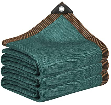 AMXFS Tenda da sole con protezione UV, con occhielli, 5 x 6 m, colore verde scuro, rete ombreggiata al 95%, in HDPE, per balcone