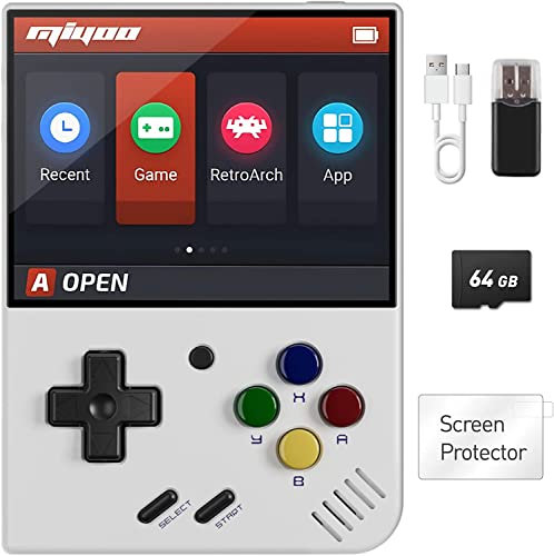 Whatsko Miyoo Mini Plus Console De Jeu Portable,Miyoo Mini+ Console RéTro Portable 64Gb avec 20000+ Jeux,Linux System 3.5 Pouces IPS Screen 3000mAh Support Wifi Pocket Handheld Game Console(Blanc)