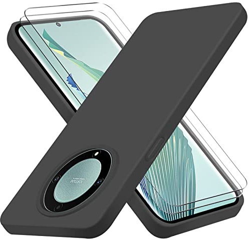 ISOI Cover Compatibile con Honor Magic 5 Lite 5G, 2 Pellicola Protettiva in Vetro Temperato, Gomma Gel di Silicone Liquida Antiurto Custodia - Nero