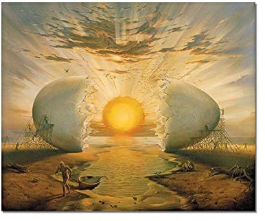 Impressions sur Toile - Salvador Dali L'Aurora Abstrait Oeuf Soleil Rayons Toile Mur Art Peintures Affiches et Gravures Photos Décor 50x75 cm Sans Cadre