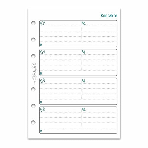 SinnWunder® Premium Ringbuch-Einlagen für Adressen und Kontakte - für 6-Ring-Planer - Größe ECHTES Din A6