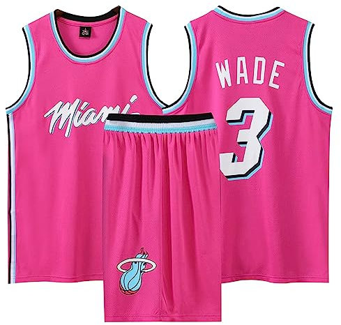 2 Pièces Maillot Basketball Enfant/Adulte, Maillot sans Manches + Pantalon Court, Basket Maillots Basketball Jersey et Short Ensemble de Maillot Rose M