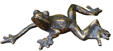 IDYL Bronze-Skulptur Frosch liegend 5 x 16,5 x 13 cm | Bronzefigur