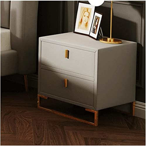 ZILOOK Nachttisch Beistelltisch Nachttisch Schlafzimmer Nachttisch Stauraum Eckschrank Wohnzimmer TV Seitenschrank Doppelschublade Quadratischer Nachttisch Nachttisch (Farbe: Weiß) Decoration