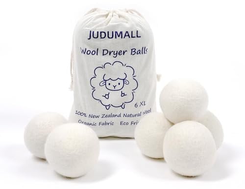 Wool Dryer Balls Handmade 6 Pack XL,organic wool dryer balls laundry reusable 1000 Loads,100% Natural New Zealand Wool Fabric Softener-anti static laundry,Reduces Drying Time,Baby Safe &Odorless White