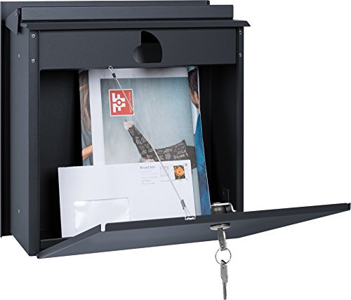 MOCAVI ZBox 111 Zaunbriefkasten anthrazit-grau personalisiert mit Name und Hausnummer Durchwurf-Briefkasten Zaunmontage Entnahme hinten Designer-Postkasten NF71A