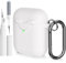 AOTUAO Compatibile con AirPods 2 e 1 Custodia Cover e Kit di Pulizia, Case Protettiva Antiurto e Antiscivolo in Silicone per AirPods 2a e 1a Generazione con Moschettone, Bianco