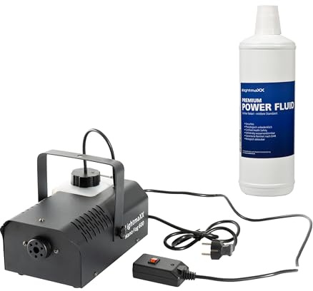 lightmaXX Nano Fog 600+ Nebelmaschinen Set, 600W, mit Fernbedienung und 1L Nebelfluid