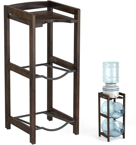 5 Gallon Water Jug Holder with Top Shelves, Natural Solid Wood Water Dispenser Stand 31H, 3-Tiers 5 Gallon Water Jug Stand, Water Cooler Jug Rack, 5 Gallon Water Bottle Holder with 2 Slot & Top Shelf